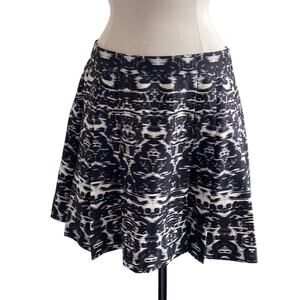 J. CREW Pleated Mini Skirt Womens Sz 8 Black Southwestern Aztec Tribal